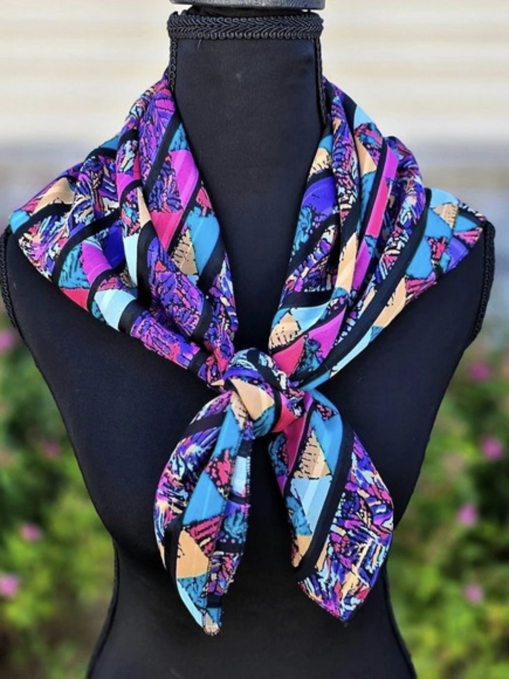 Vintage Colorful Mountain Geometric Square Scarf 29x29